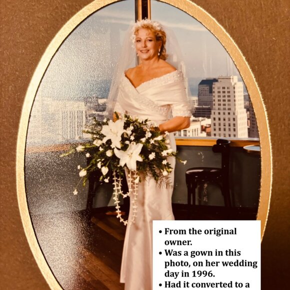 Vintage Watters and Watters Bridal Dress and Veil Set Size 12 Off Shoulder Silk - Picture 4 of 16